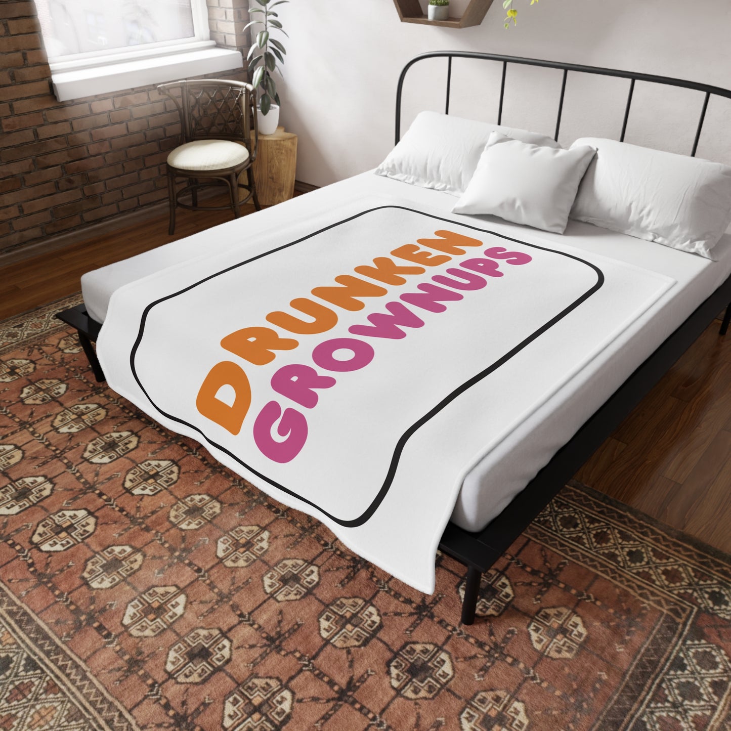 Drunken Grownups Plush Fleece Blanket - White