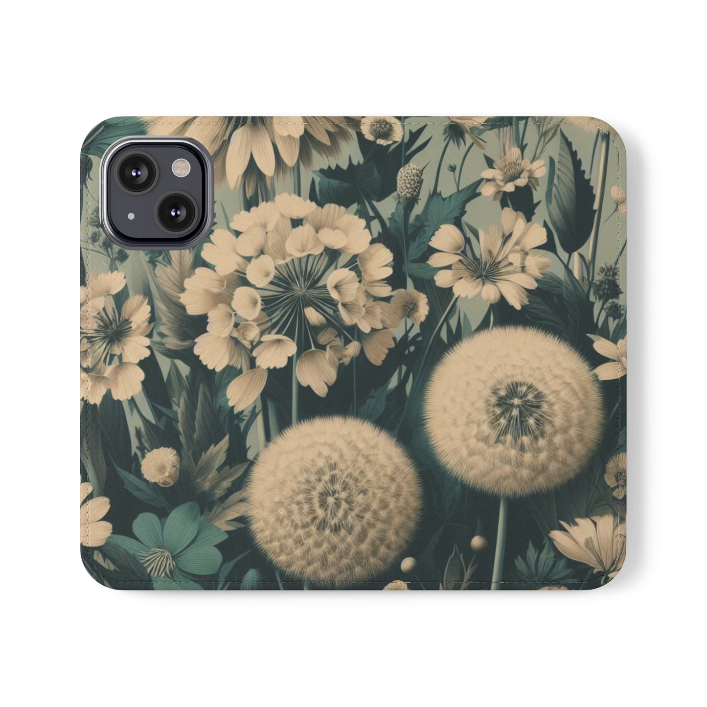 Blue & Cream Flowers Flip Cases iPhone/Samsung