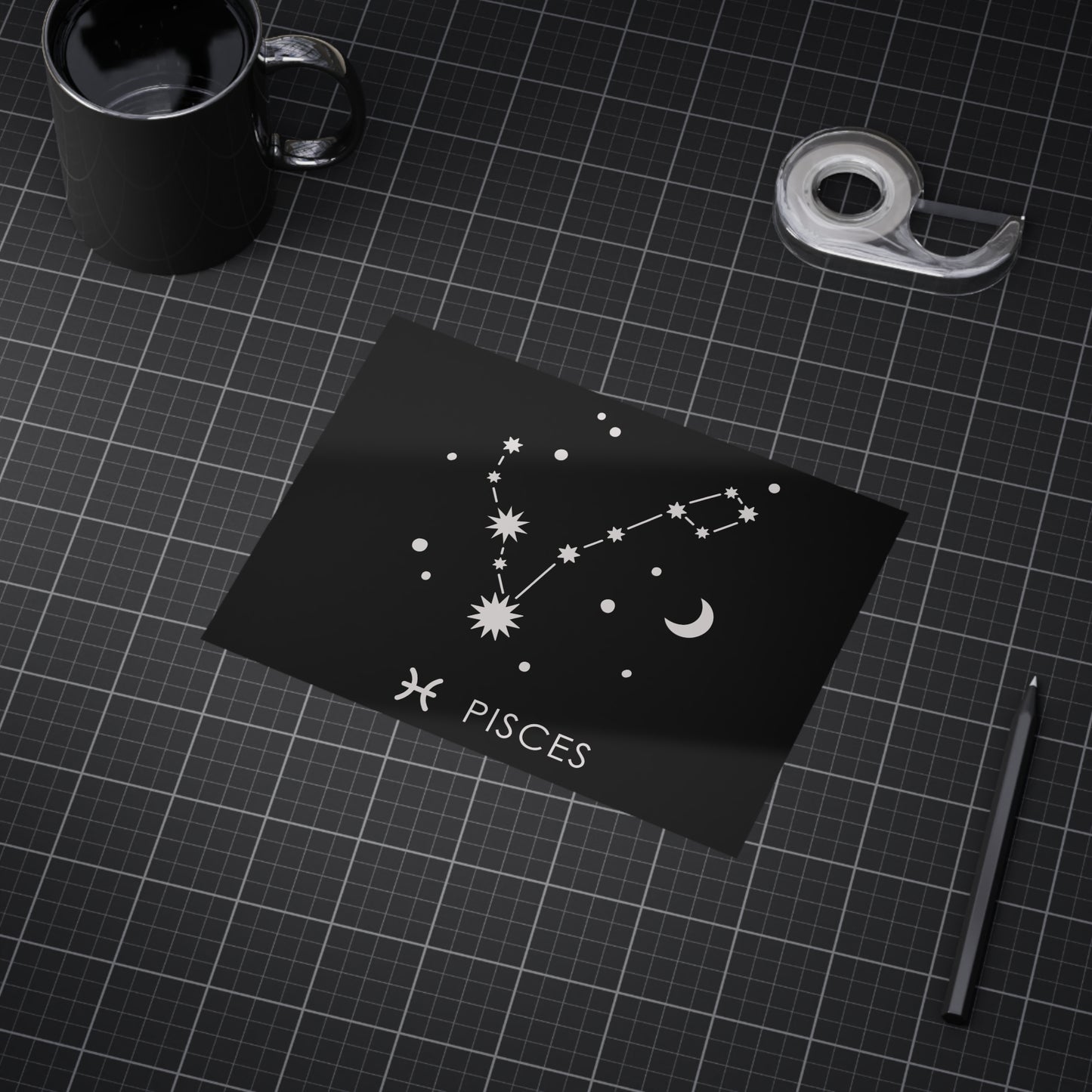 Pisces Starmap Unframed Prints - black