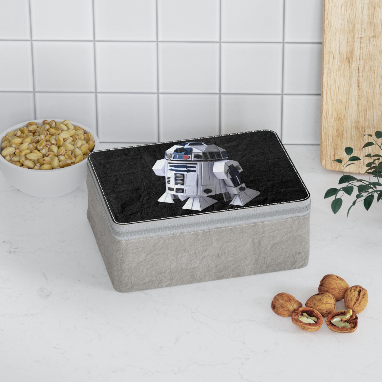 Origami R2D2 Paper Lunch Bag - black