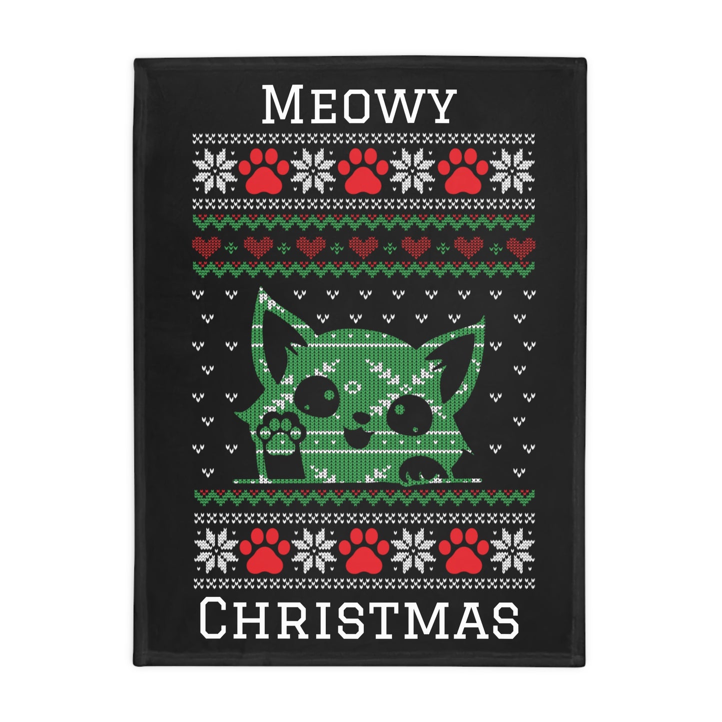 Ugly Christmas Sweater - Meowy Christmas Plush Fleece Blanket