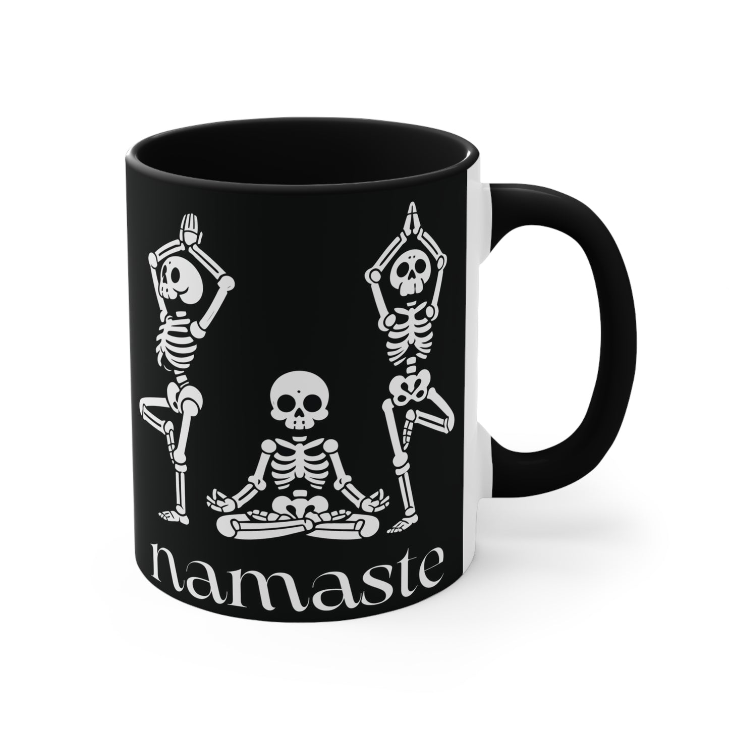 Namaste Skeletons Color Accent Mug 11oz - Zen Meditation Gift