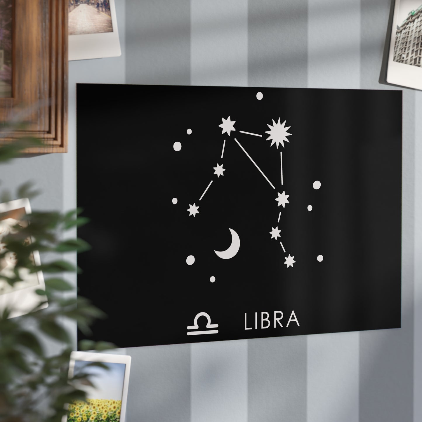 Libra Starmap Unframed Prints - black