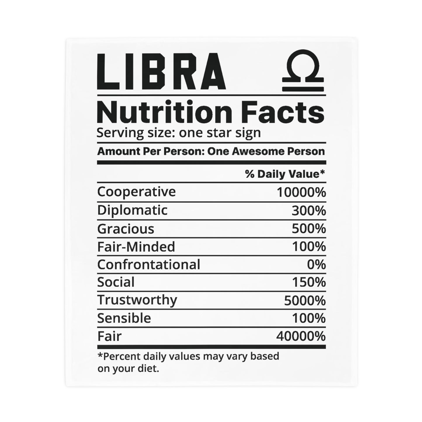 Libra Nutrition Plush Fleece Blanket - white