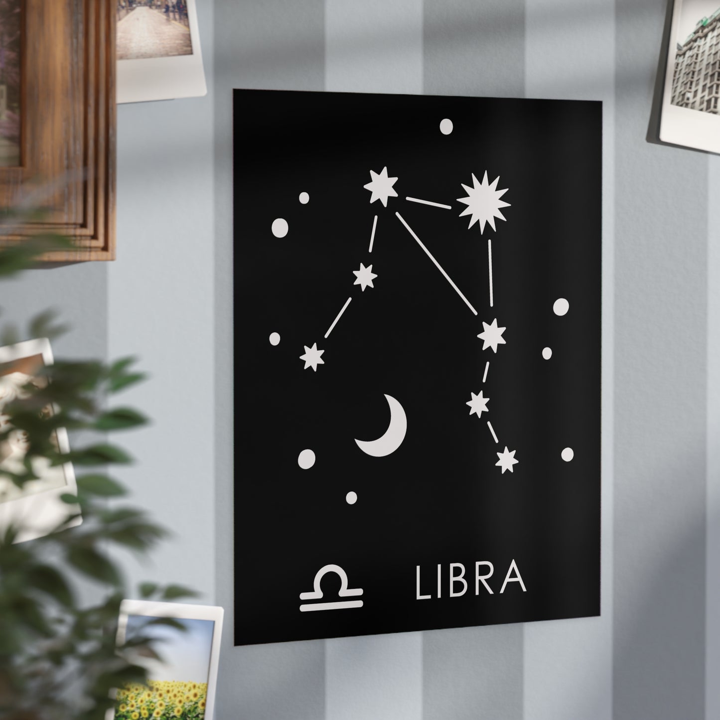 Libra Starmap Unframed Prints - black