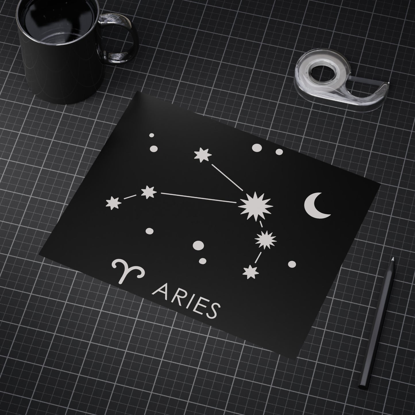 Aries Starmap Unframed Prints - black