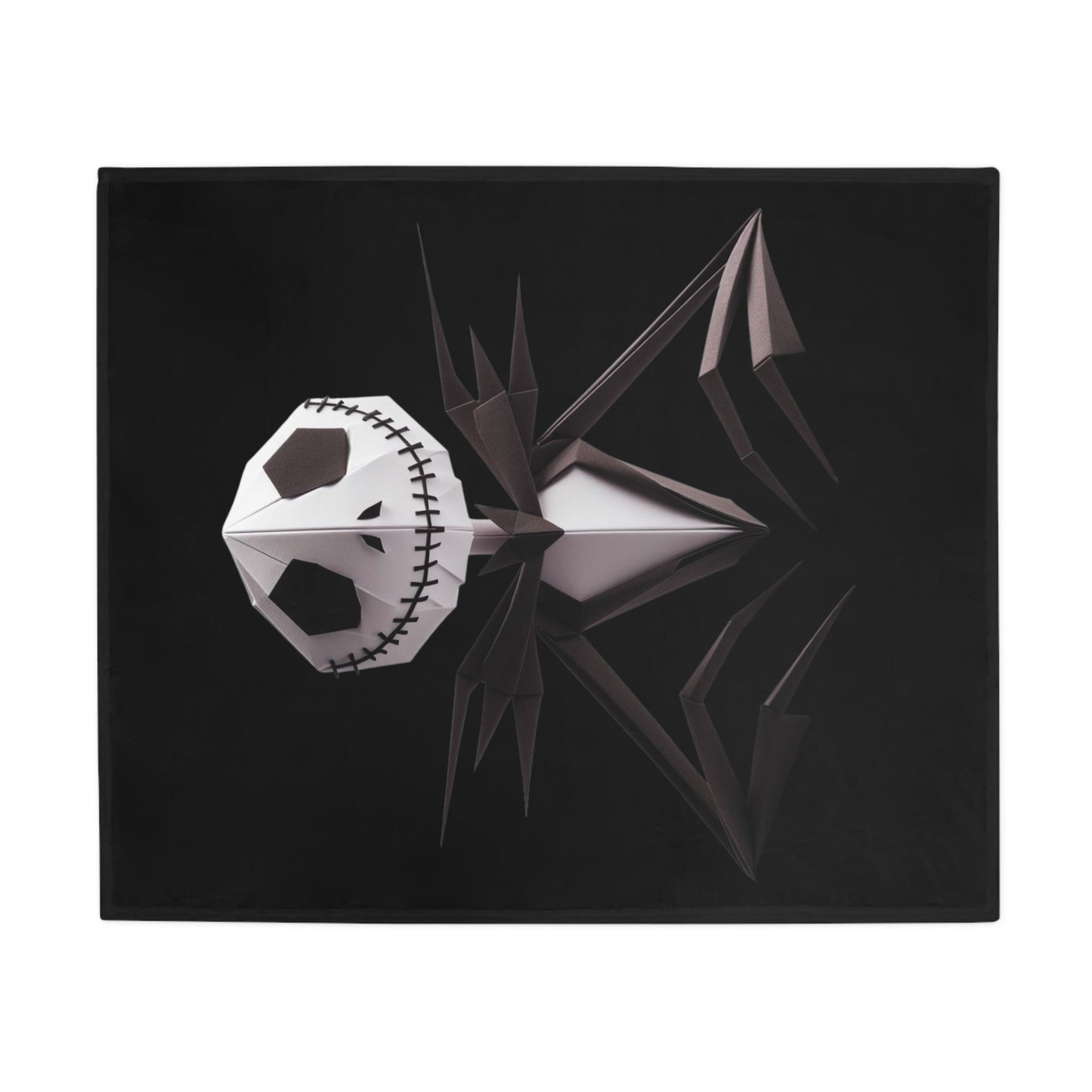 Origami Jack Skellington Plush Fleece Blanket - Black