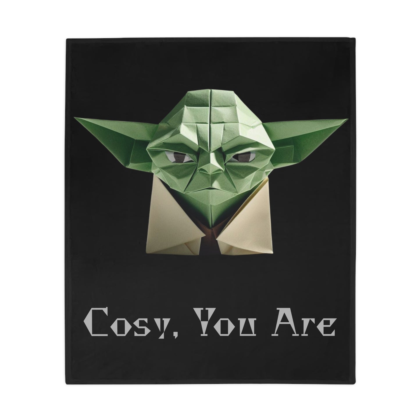 Origami Yoda Plush Fleece Blanket - Black