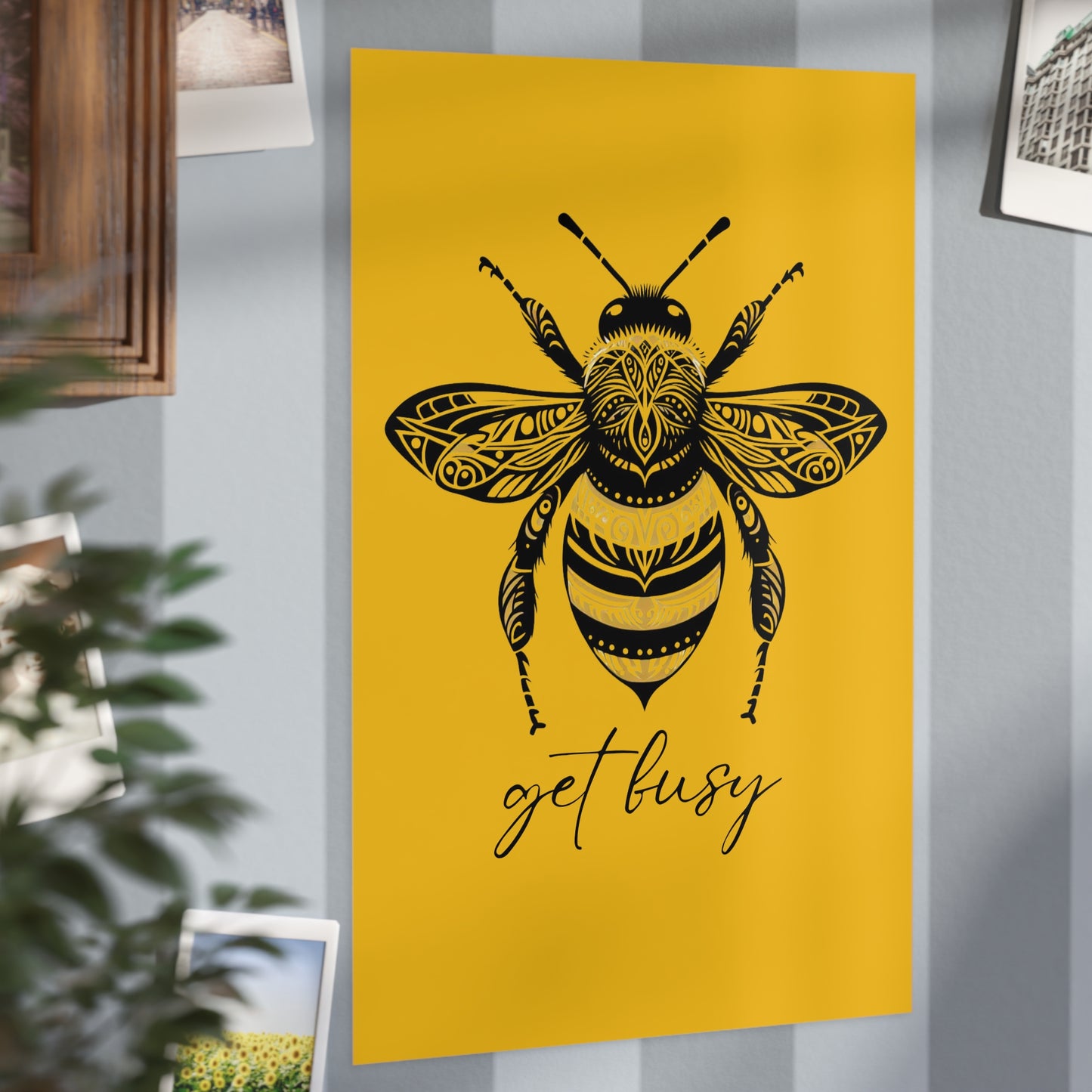 Get Busy Bee Unframed Prints - yellow