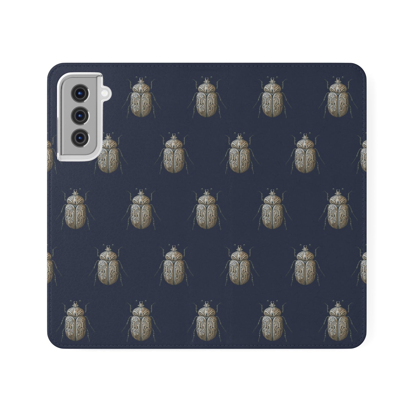 Carved Beetle Flip Cases for iPhone/Samsung - navy