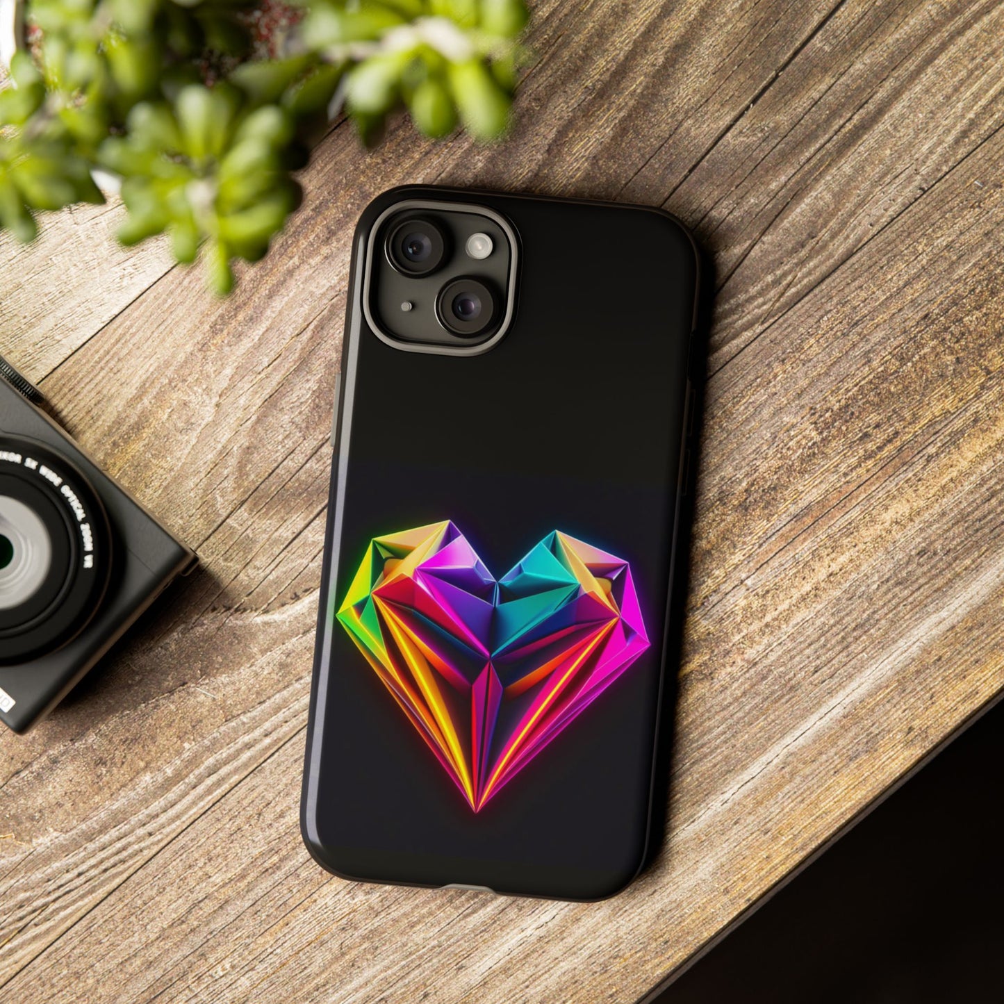 Origami Neon Heart Tough Cases iPhone/Google/Samsung