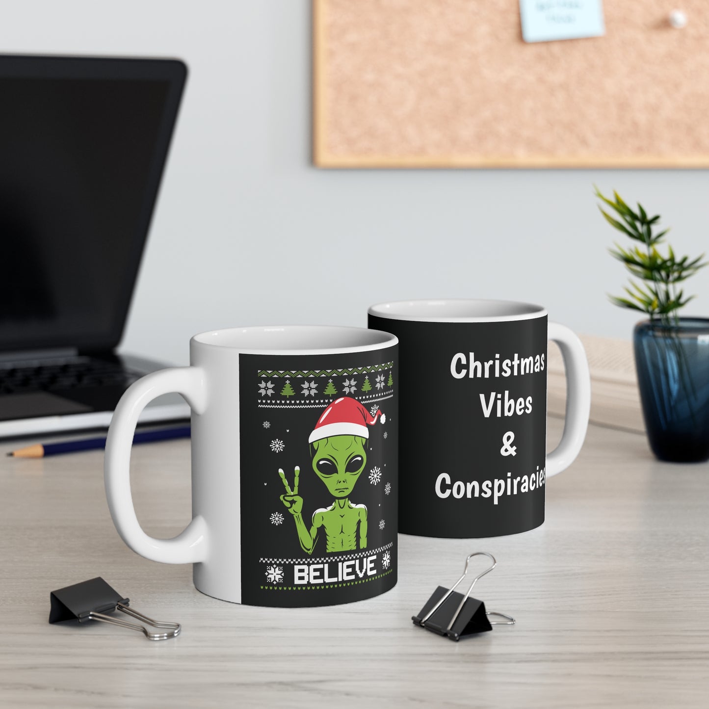 Customisable Christmas Ceramic Coffee Cups, 11oz - Alien