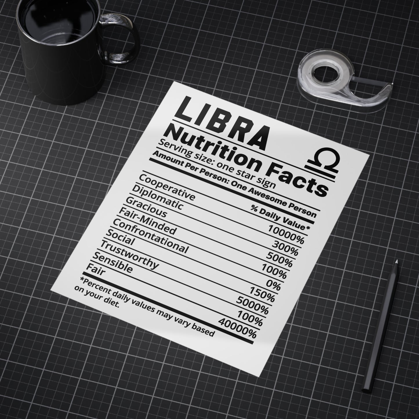 Libra Nutrition Unframed Prints - white