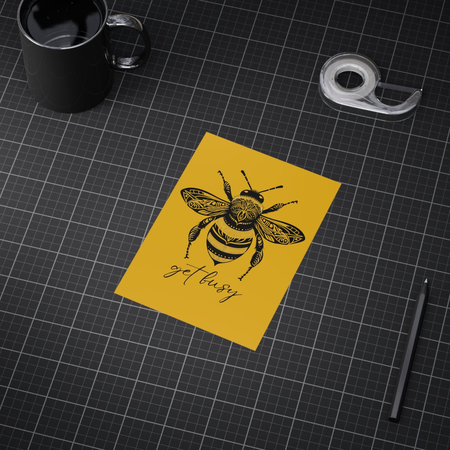 Get Busy Bee Unframed Prints - yellow