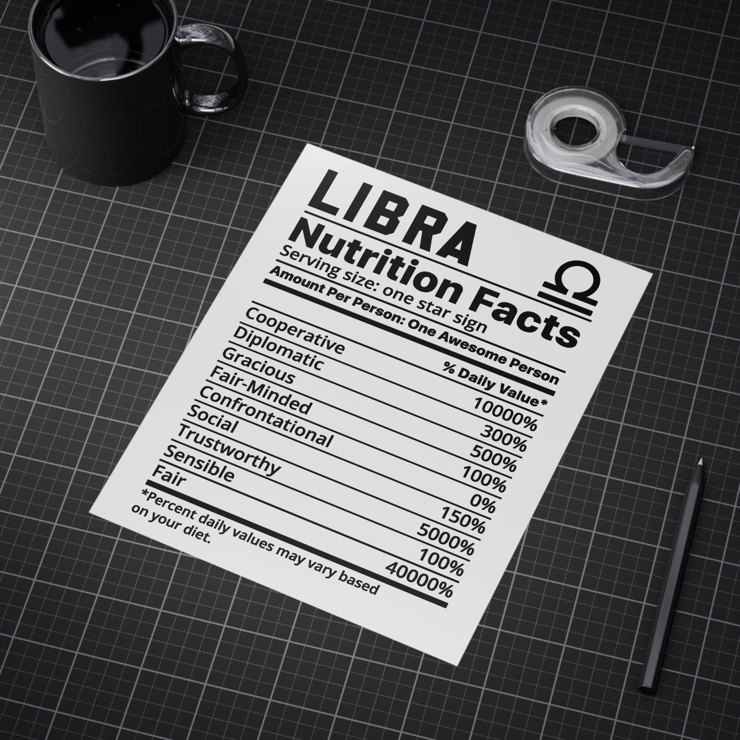 Libra Nutrition Unframed Prints - white