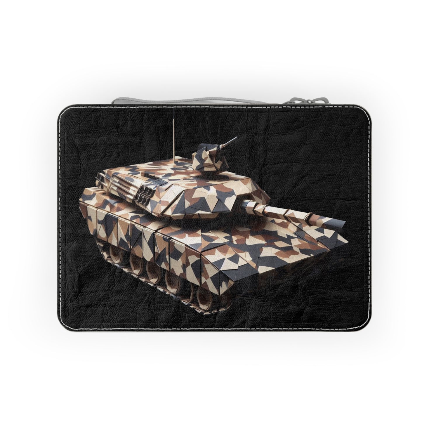 Origami Camo Tank Paper Lunch Bag - black