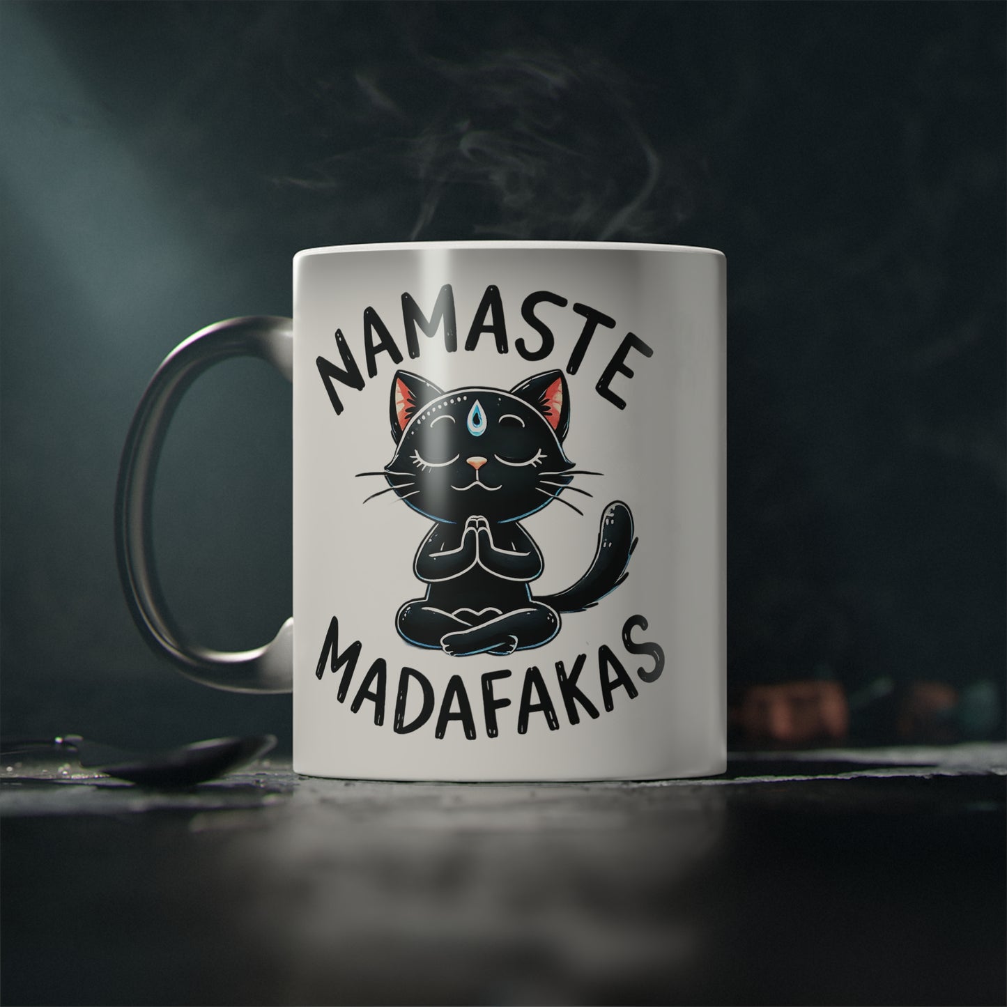 Namaste Madafakas Magic Mug - Color Changing Heat Sensitive Cup for Relaxation and Meditation