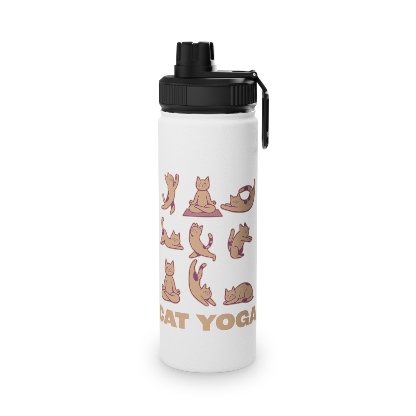 Cat Yoga Stainless Steel Water Bottle - # Sizes