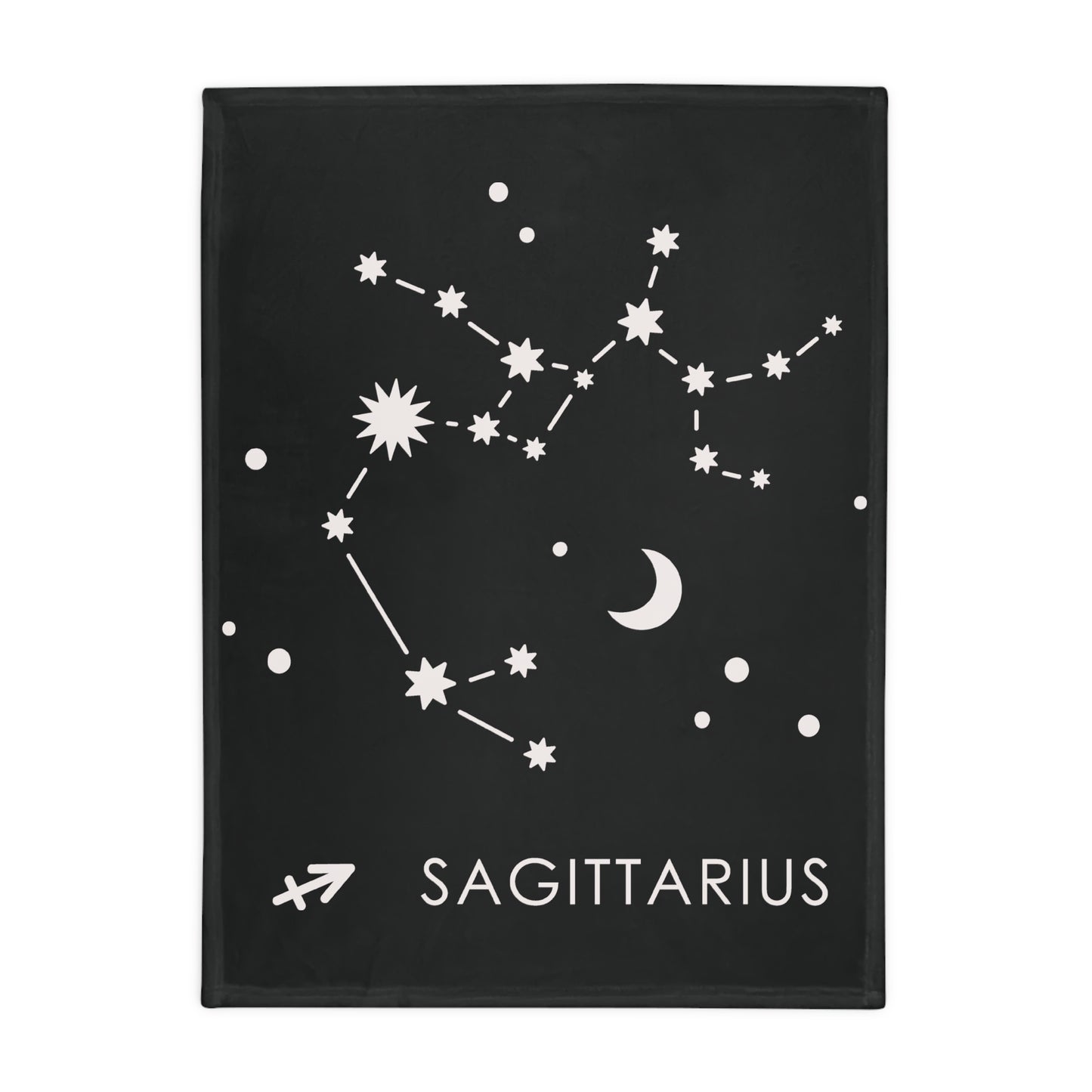 Sagittarius Star Map Plush Fleece Blanket - black