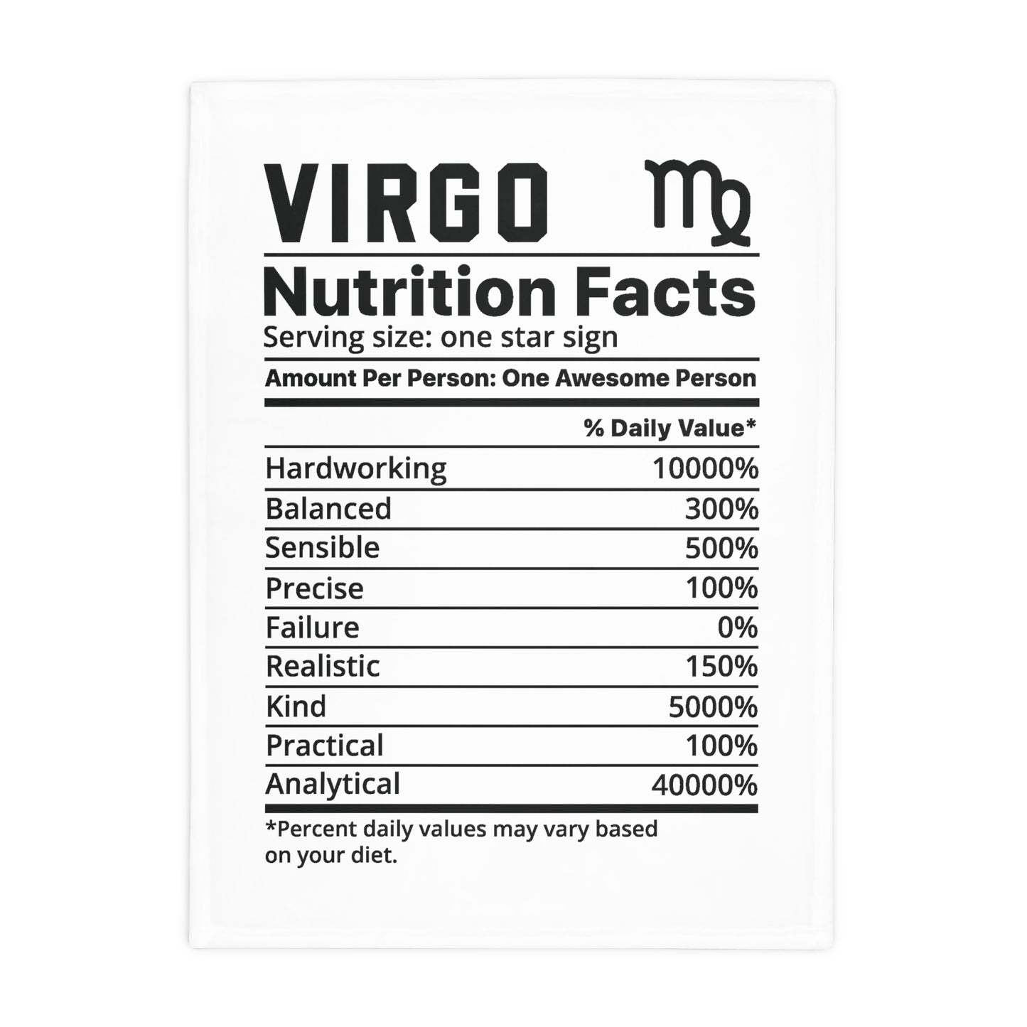 Virgo Nutrition Plush Fleece Blanket - white