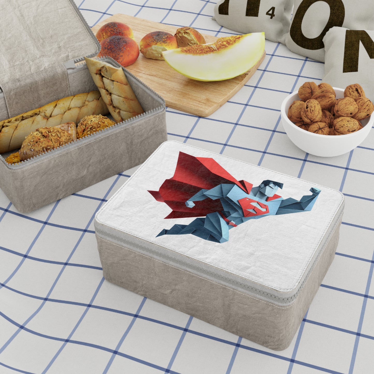 Origami Superman Paper Lunch Bag - white