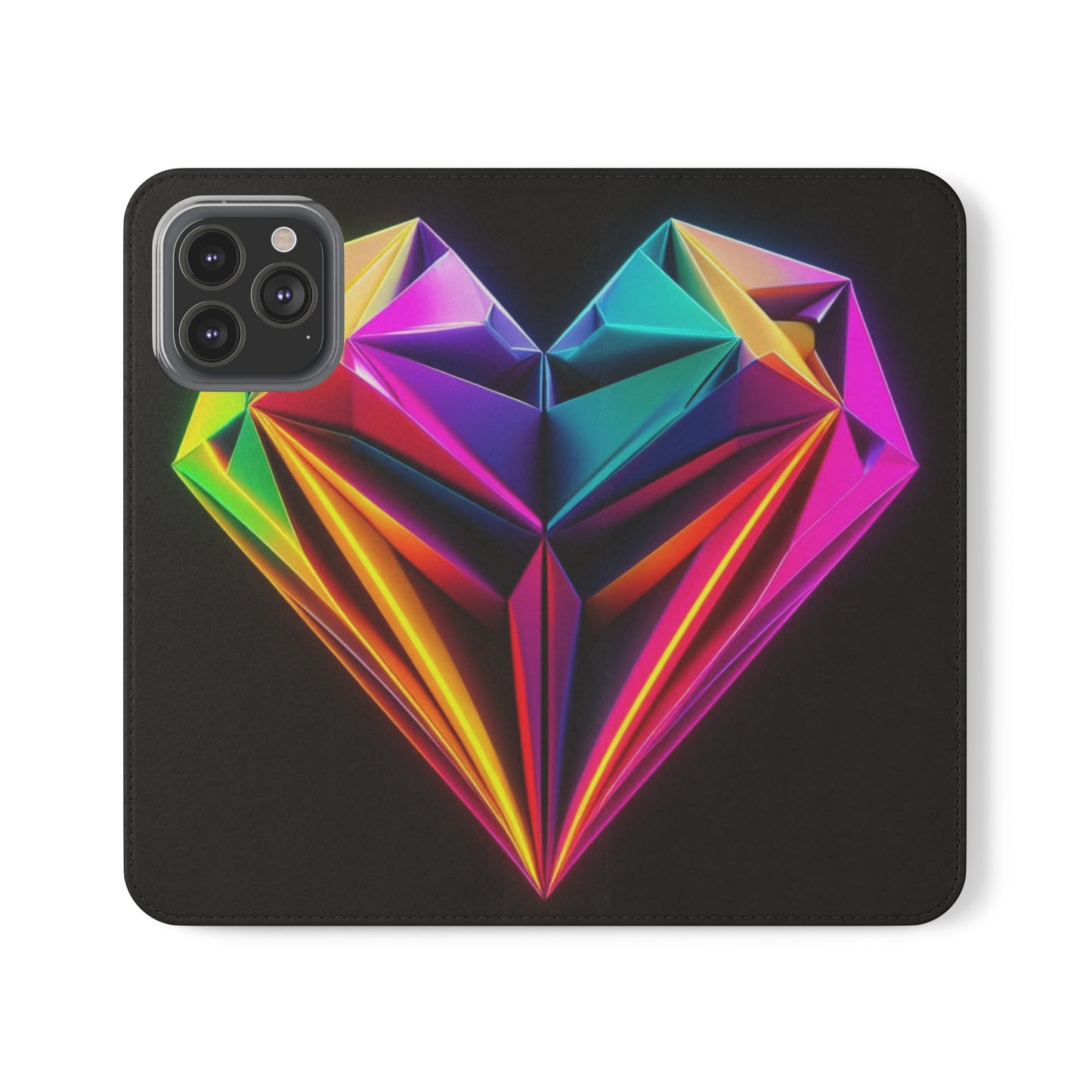 Origami Neon Heart Flip Cases - iPhone/Samsung