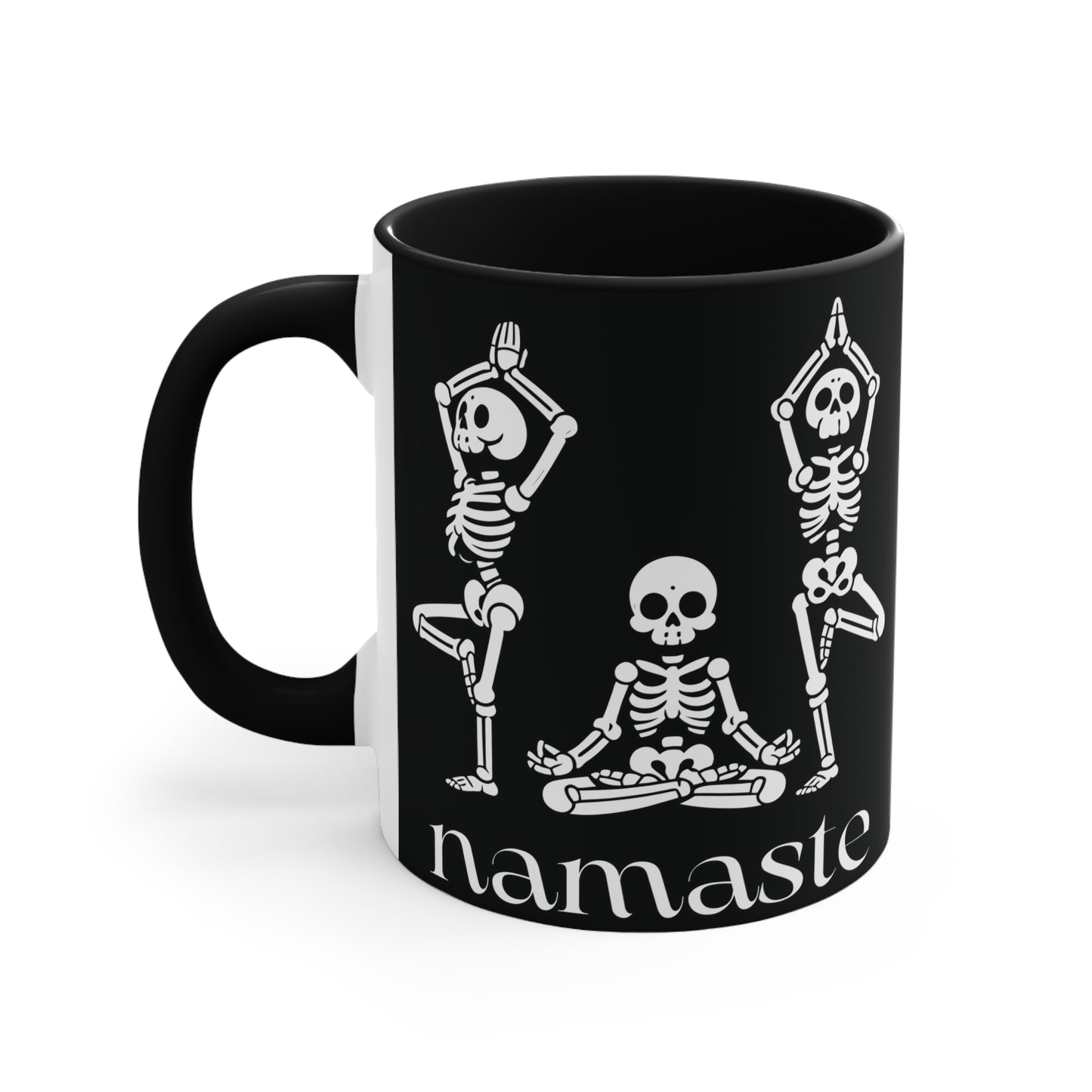 Namaste Skeletons Color Accent Mug 11oz - Zen Meditation Gift