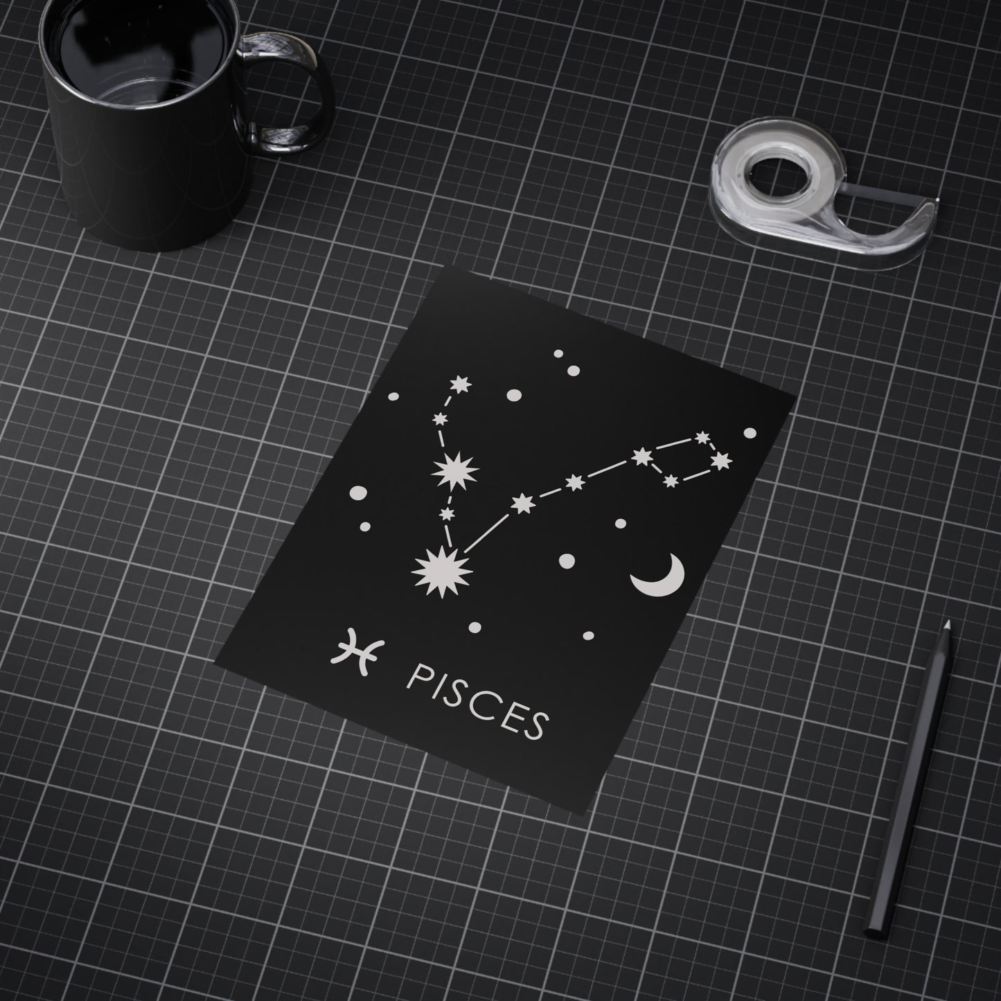 Pisces Starmap Unframed Prints - black