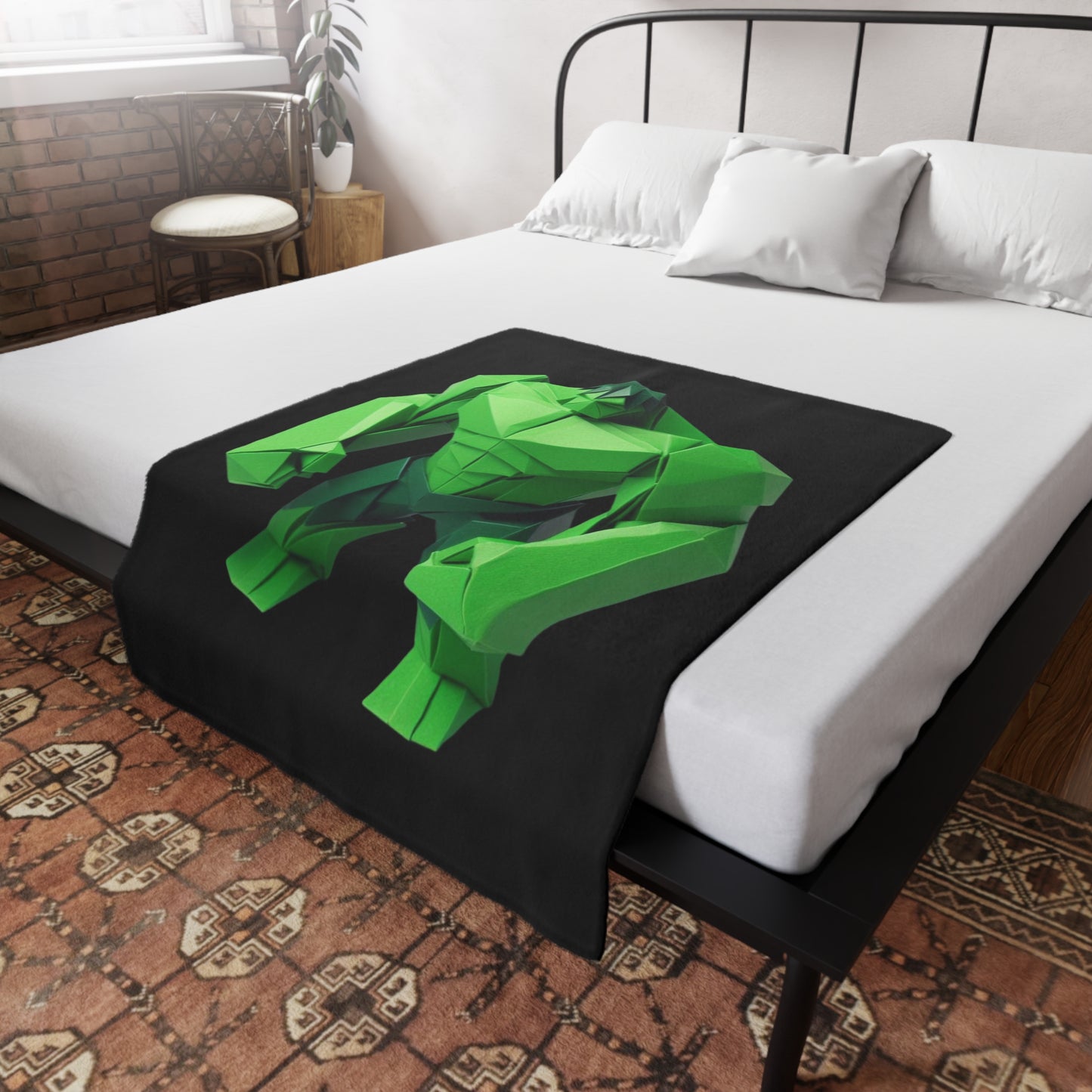 Origami Hulk Plush Fleece Blanket - Black