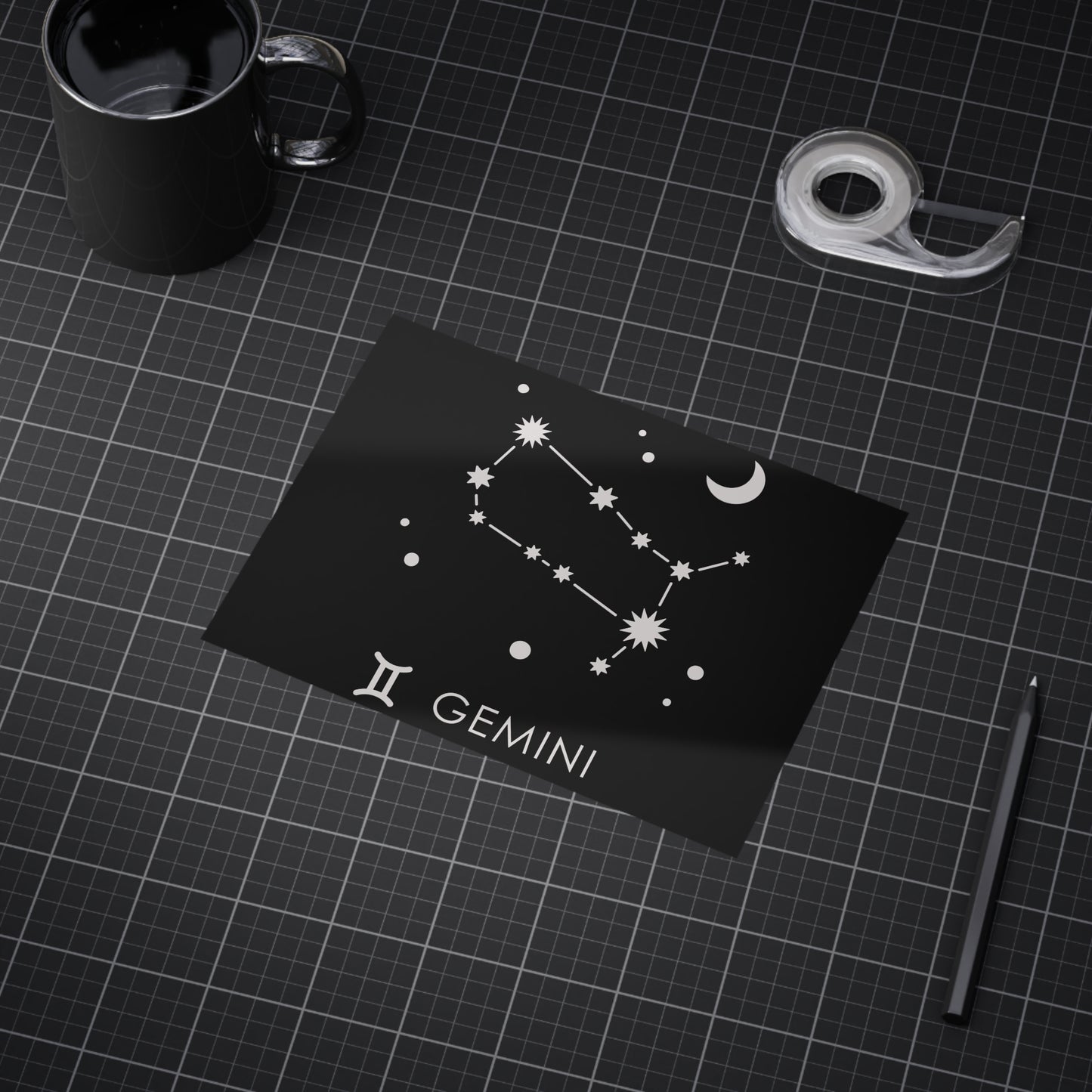 Gemini Starmap Unframed Prints - black