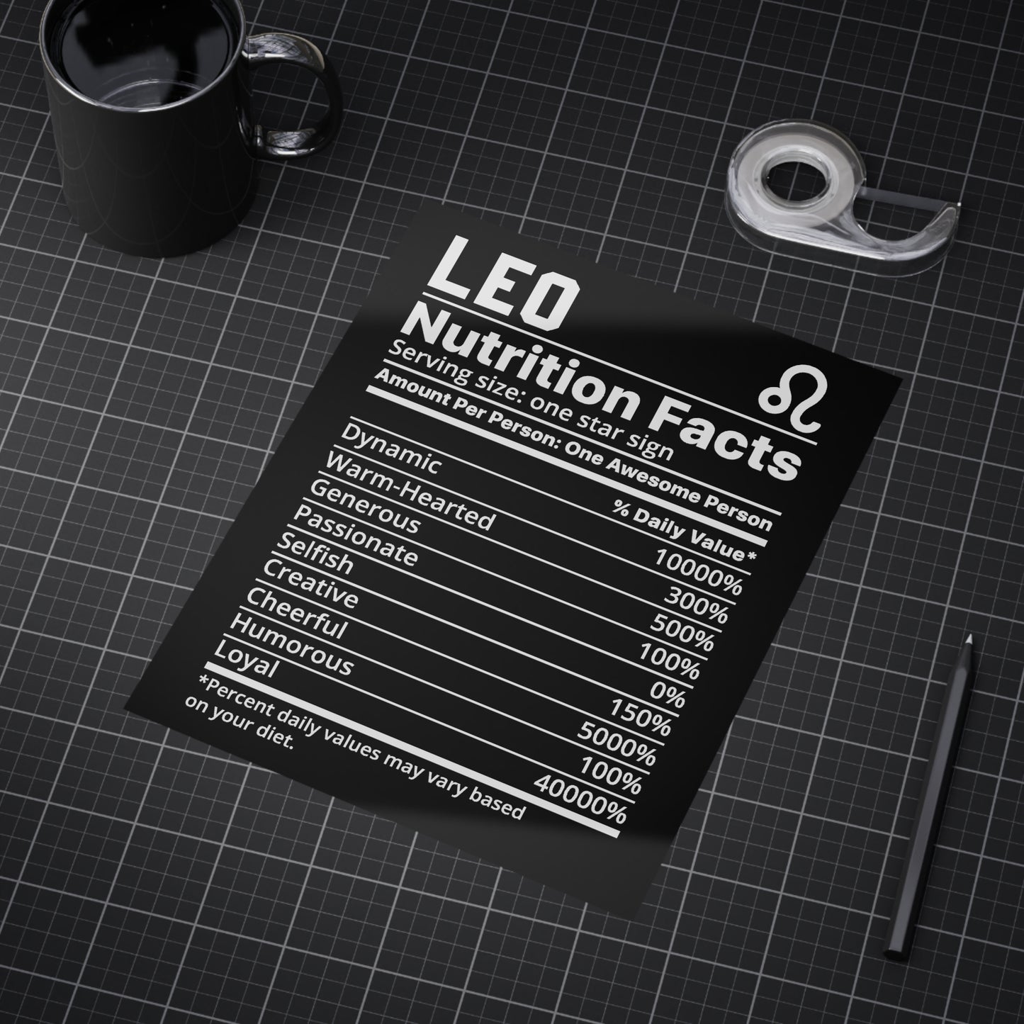 Leo Nutrition Unframed Prints - black