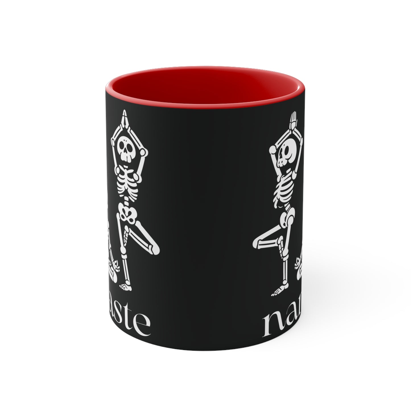 Namaste Skeletons Color Accent Mug 11oz - Zen Meditation Gift