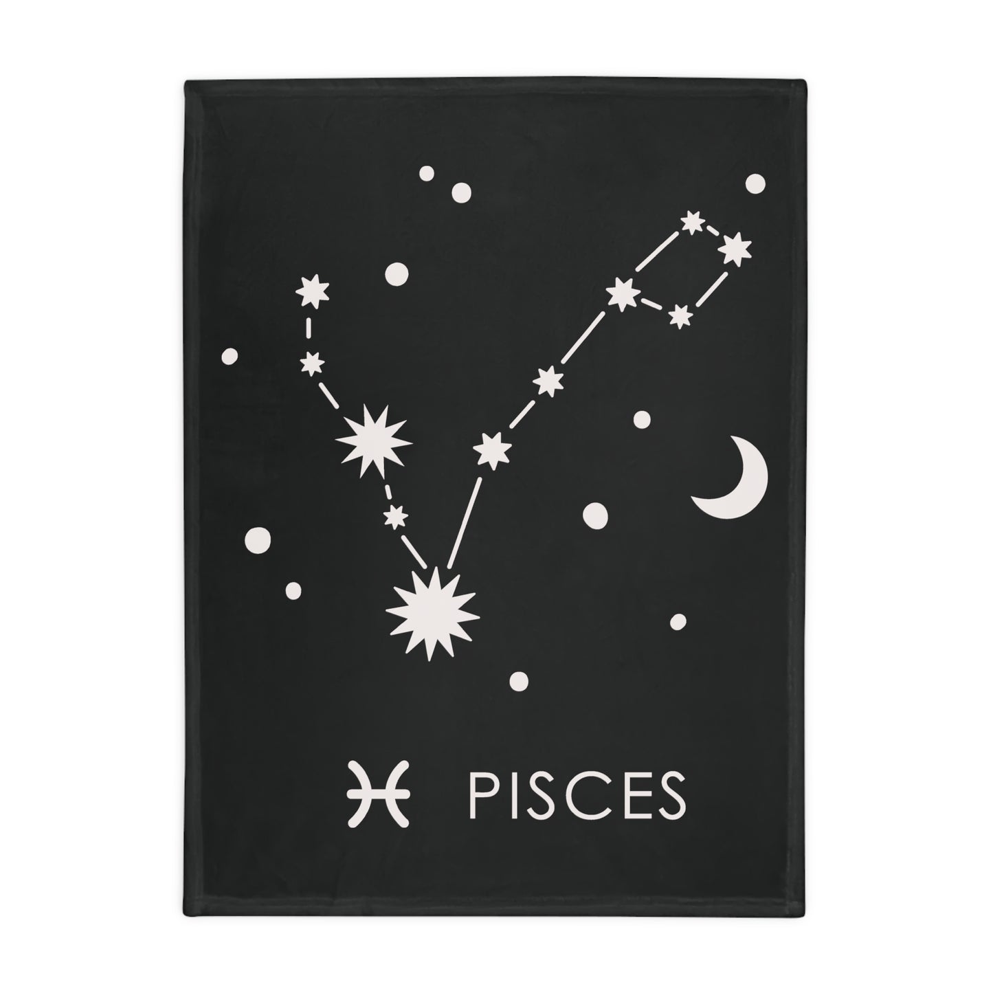 Pisces Star Map Plush Fleece Blanket - black