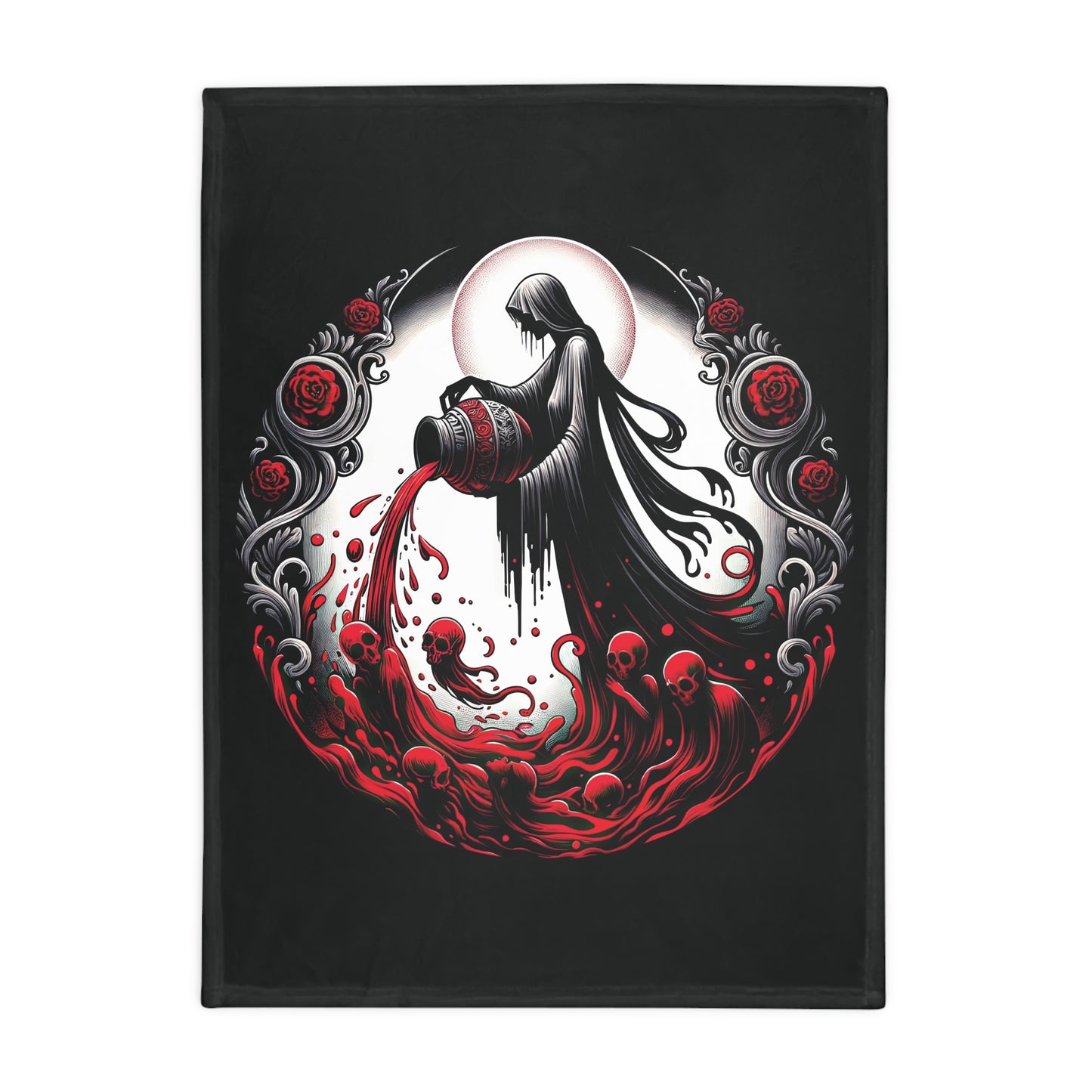 Gothic Aquarius Plush Fleece Blanket - black