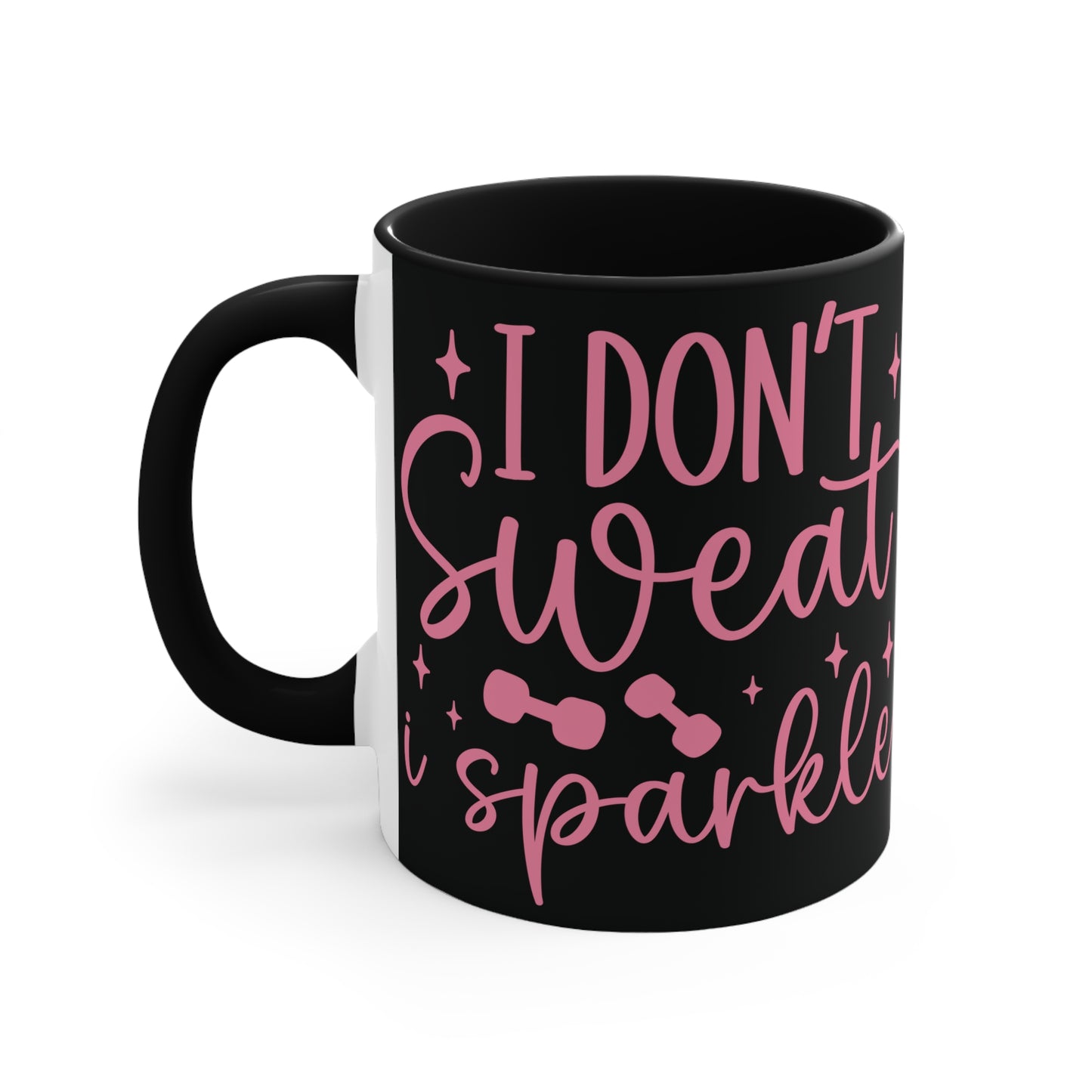 I Don't Sweat I Sparkle Workout Colorful Accent Mug 11oz - For Gym Fitness Enthusiasts