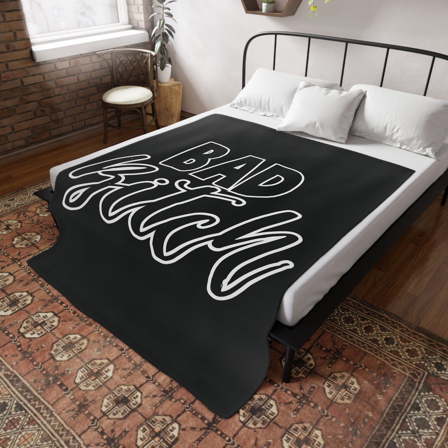 Bad Bitch Plush Fleece Blanket - Black & White