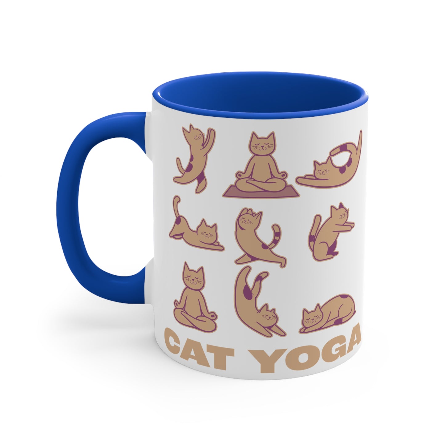 Cat Yoga Color Accent Mug 11oz - Zen Meditation Gift