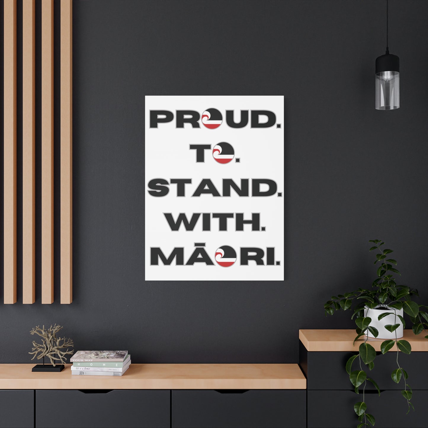 Proud. To. Stand. With. Māori. Classic Canvas - White