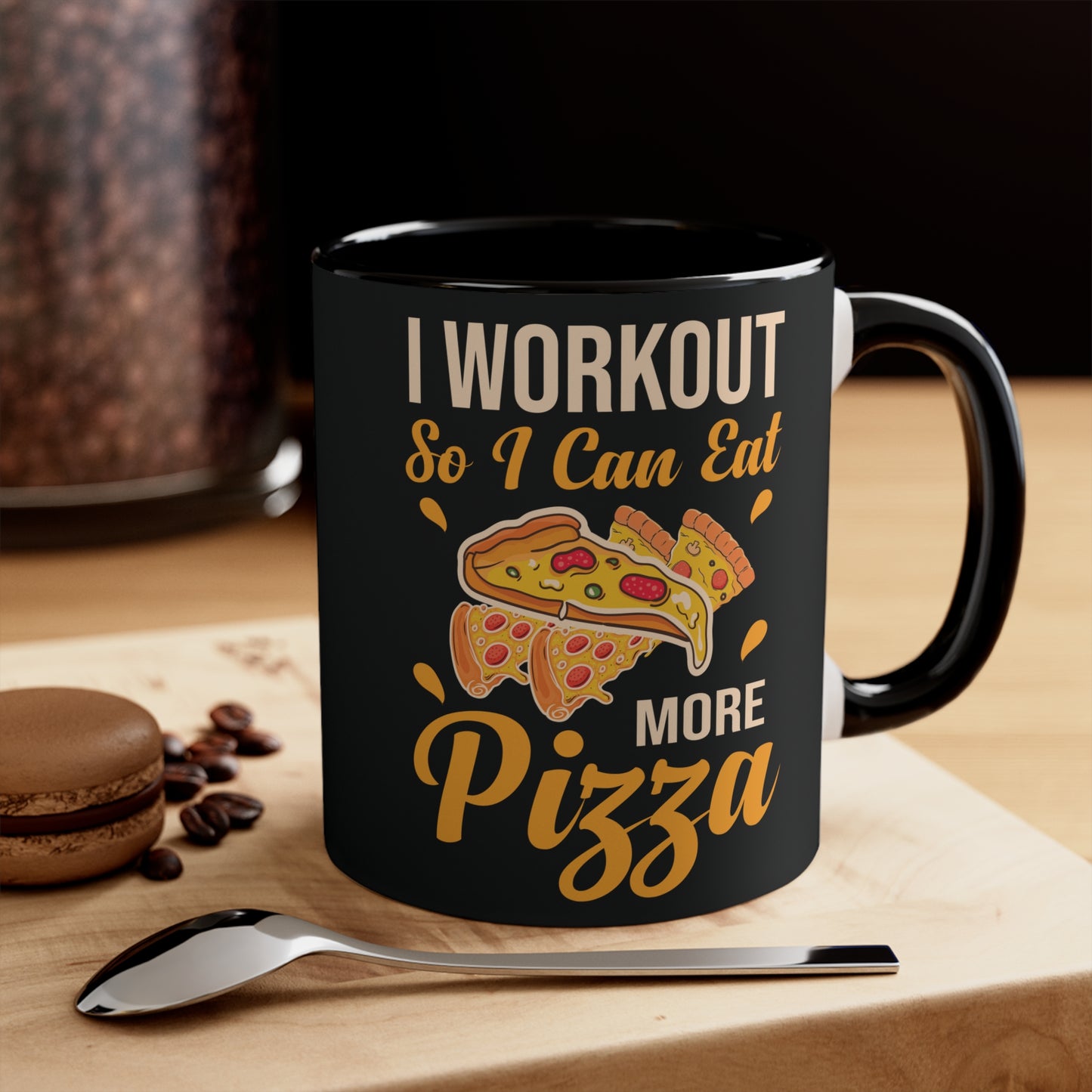 More Pizza Workout Colorful Accent Mug 11oz - For Gym Fitness Enthusiasts