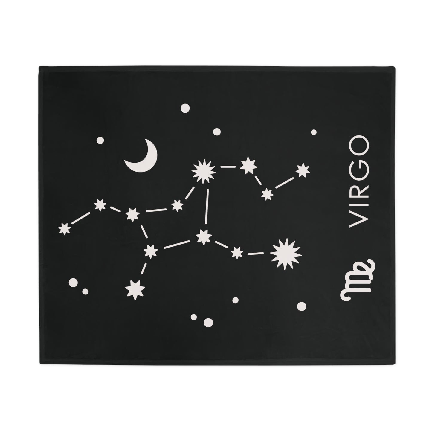 Virgo Star Map Plush Fleece Blanket - black