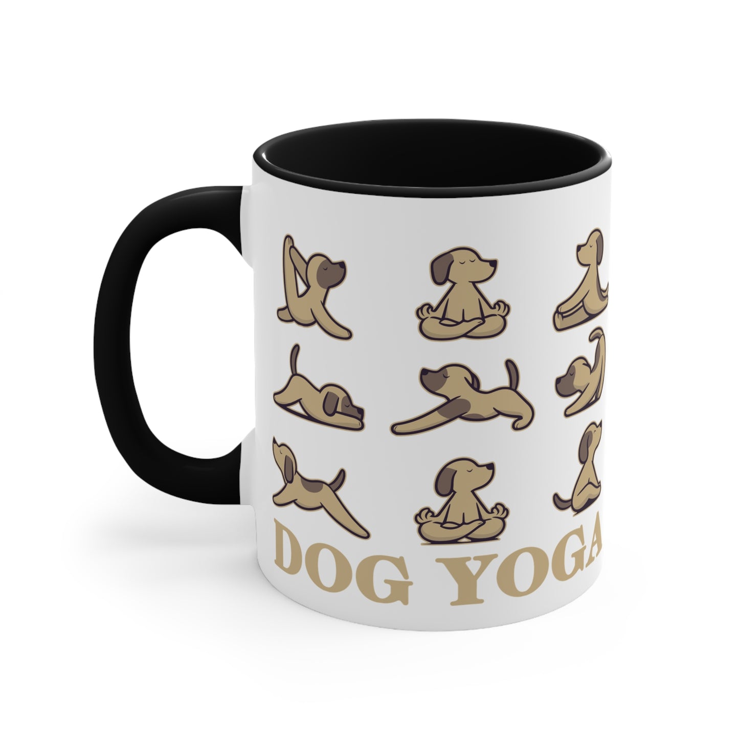 Dog Yoga Color Accent Mug 11oz - Zen Meditation Gift