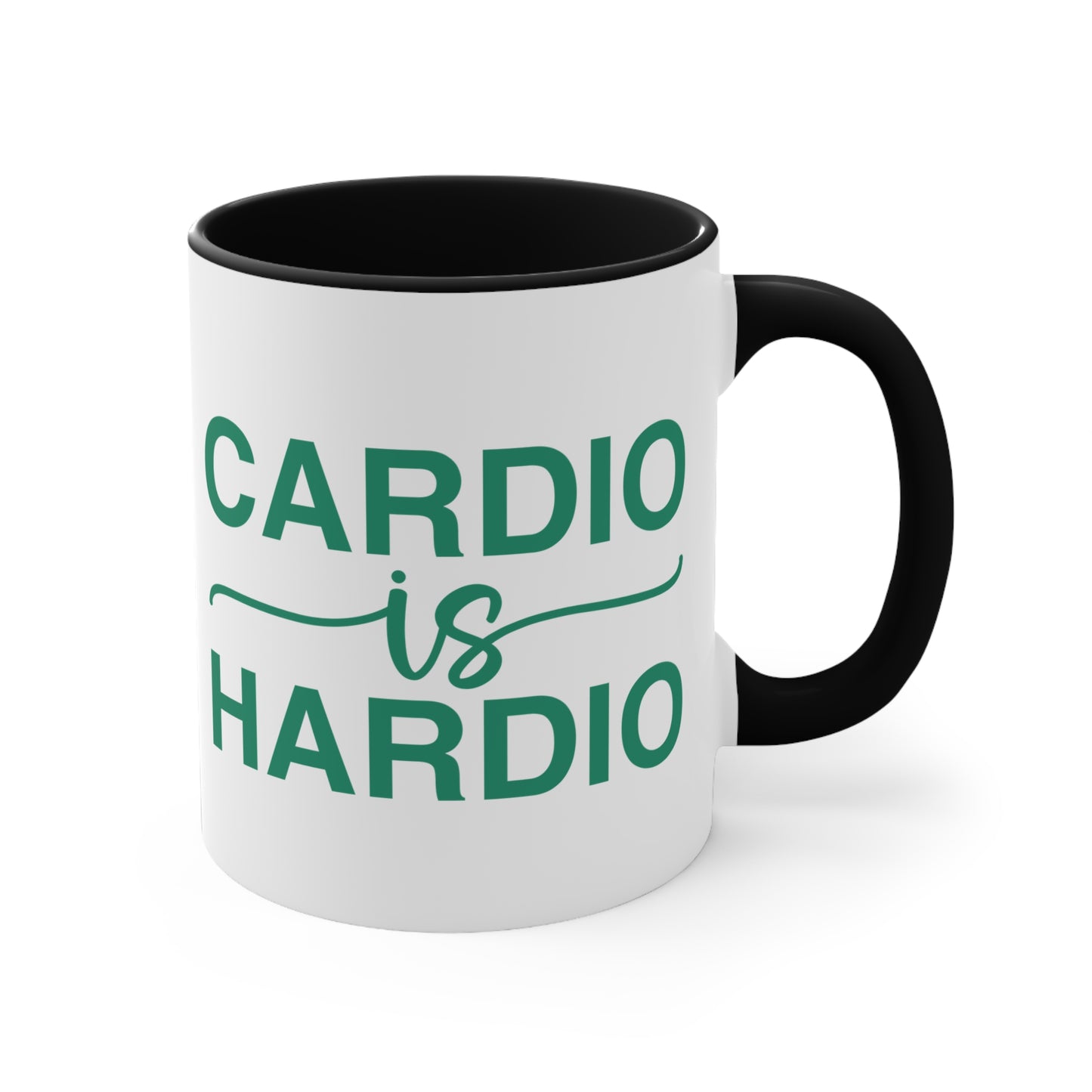 Cardio is Hardio Workout Colorful Accent Mug 11oz - For Gym Fitness Enthusiasts