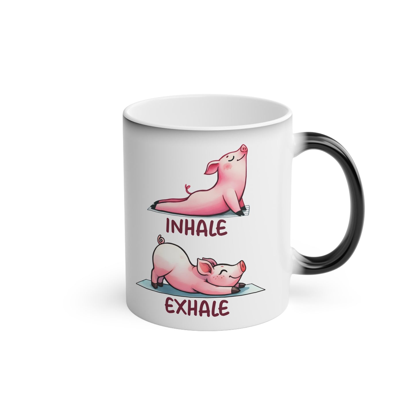 Pig Yoga Magic Mug - Color Changing Heat Sensitive Cup for Relaxation and Meditation