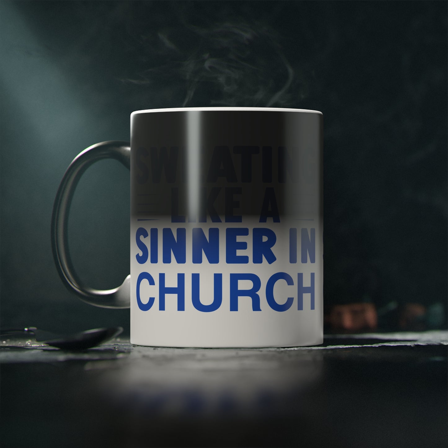 A Sinner in Church Magic Mug - Color Changing Mug for Fitness Enthusiasts