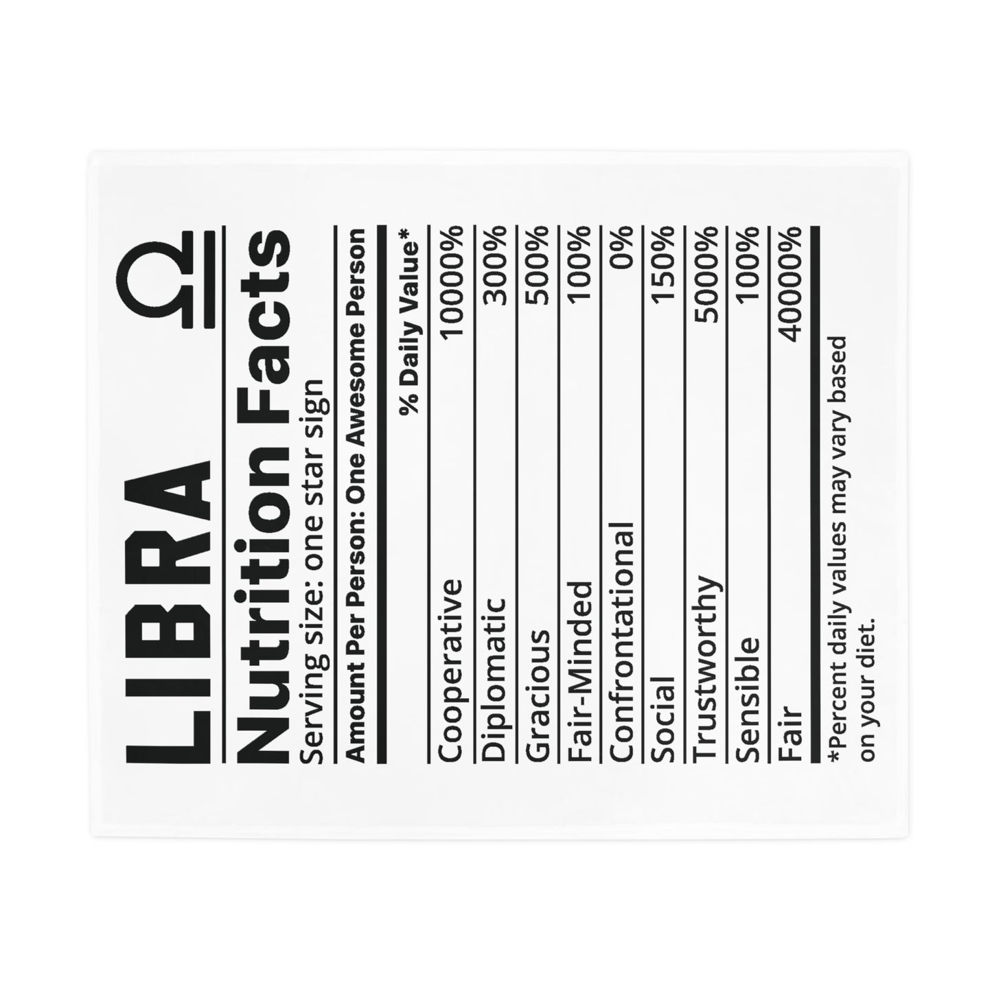 Libra Nutrition Plush Fleece Blanket - white