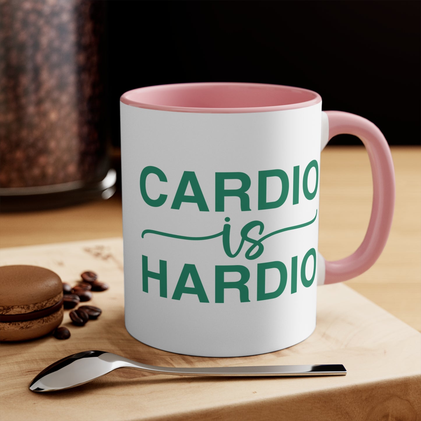 Cardio is Hardio Workout Colorful Accent Mug 11oz - For Gym Fitness Enthusiasts