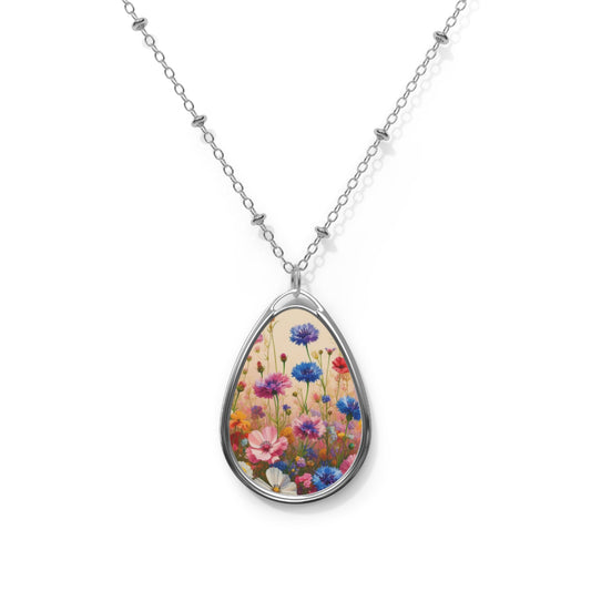 Wild Flowers #1 Oval Necklace