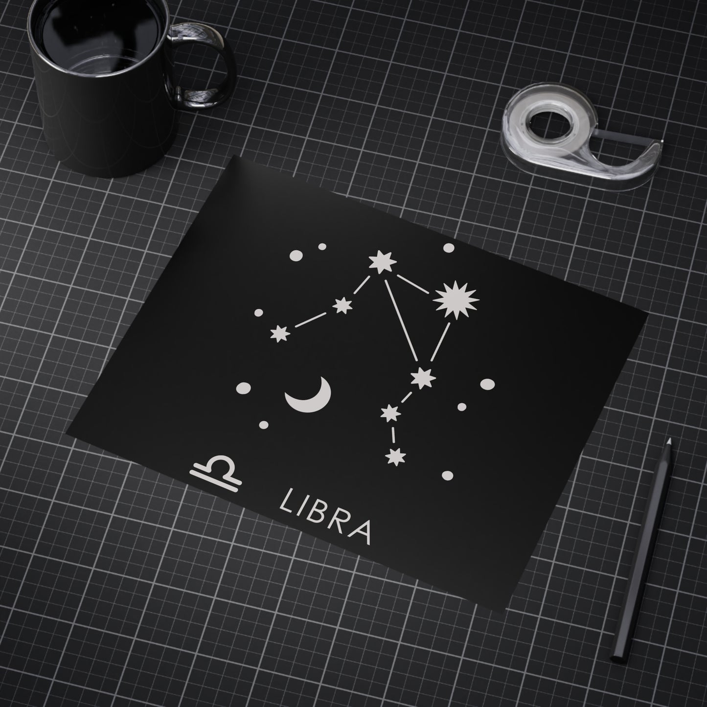 Libra Starmap Unframed Prints - black