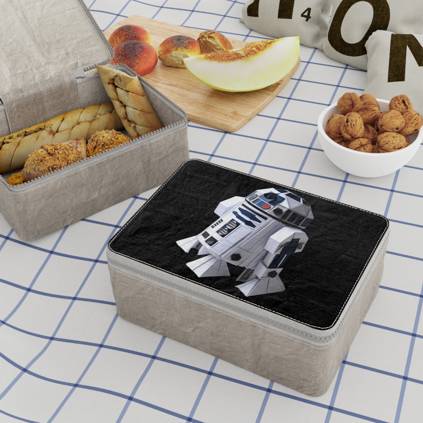 Origami R2D2 Paper Lunch Bag - black