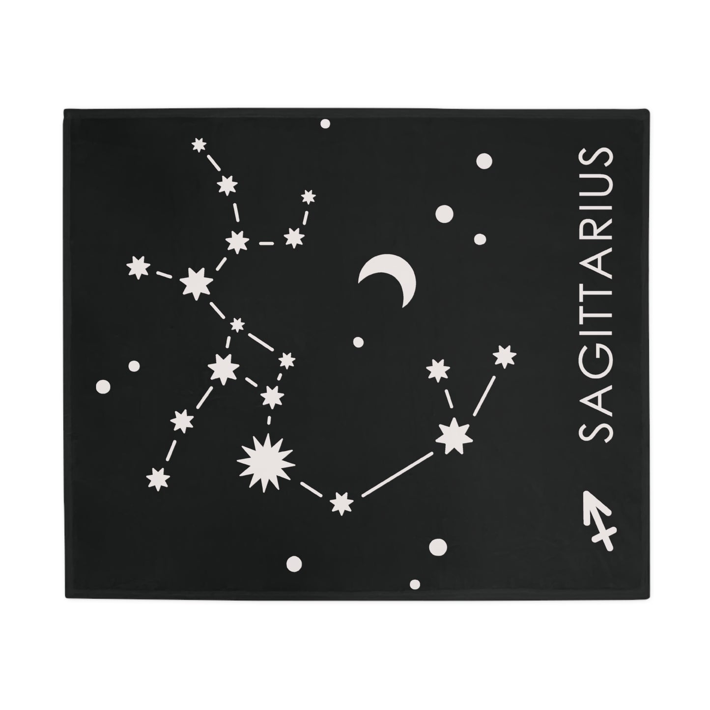 Sagittarius Star Map Plush Fleece Blanket - black